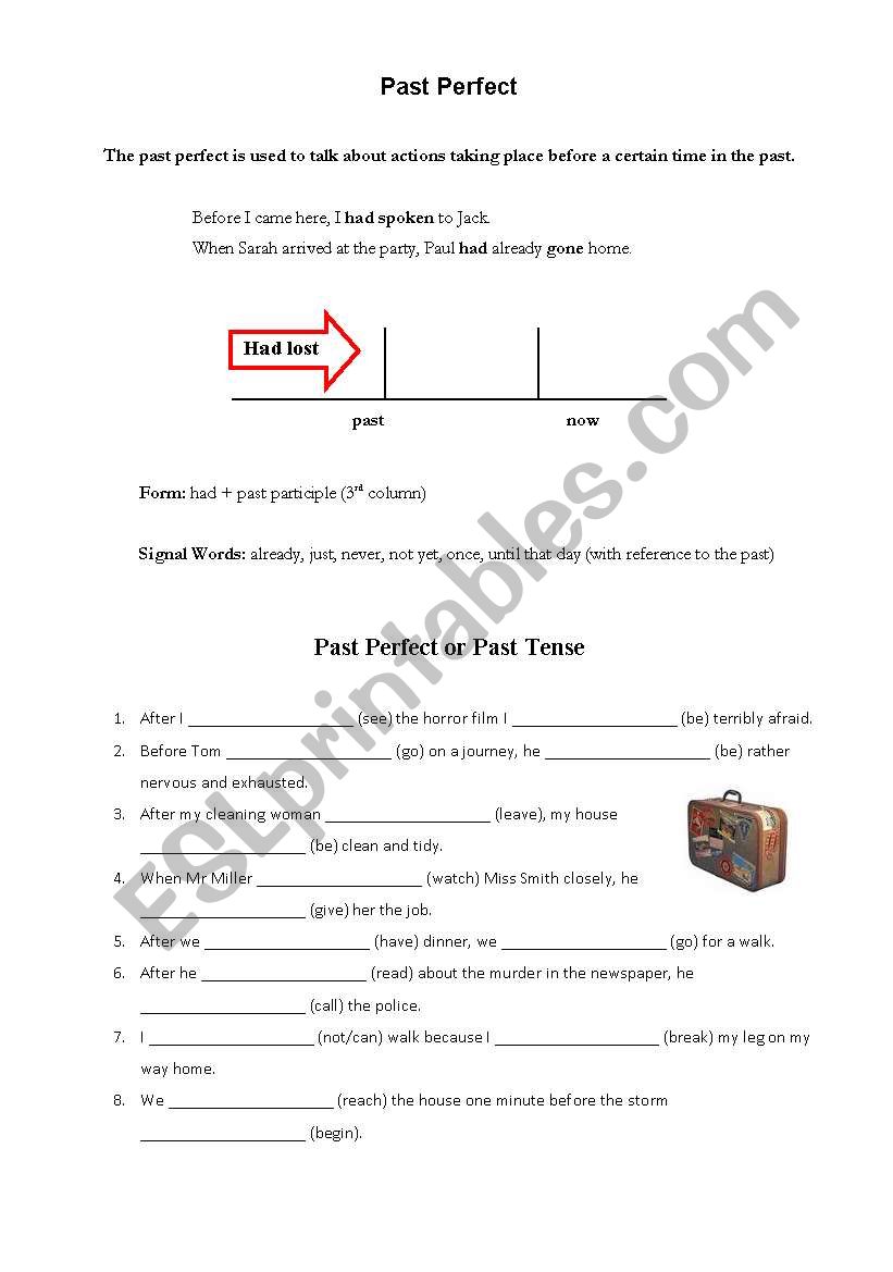 past simple, past perfect worksheet