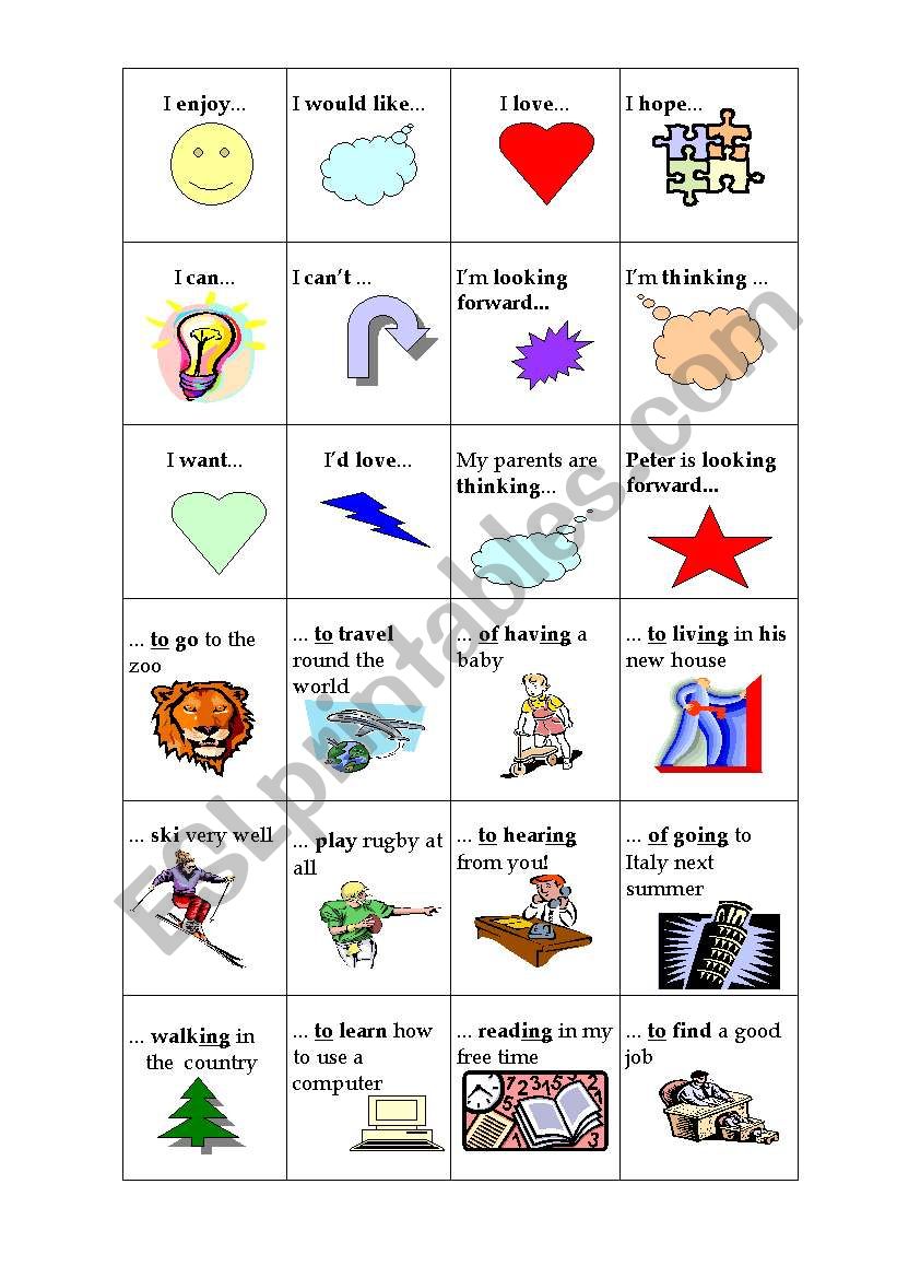 verb patterns worksheet