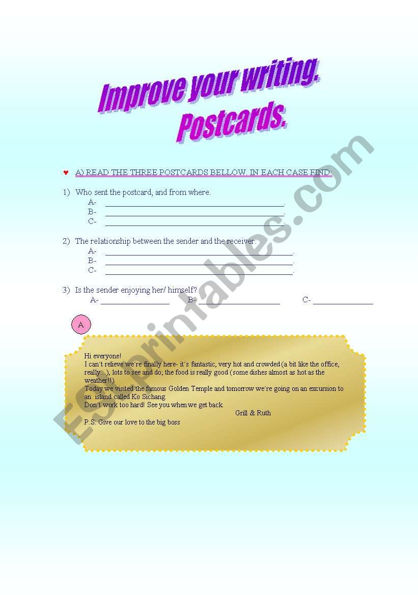 IMPROVE YOUR WRITING POSTCARDS