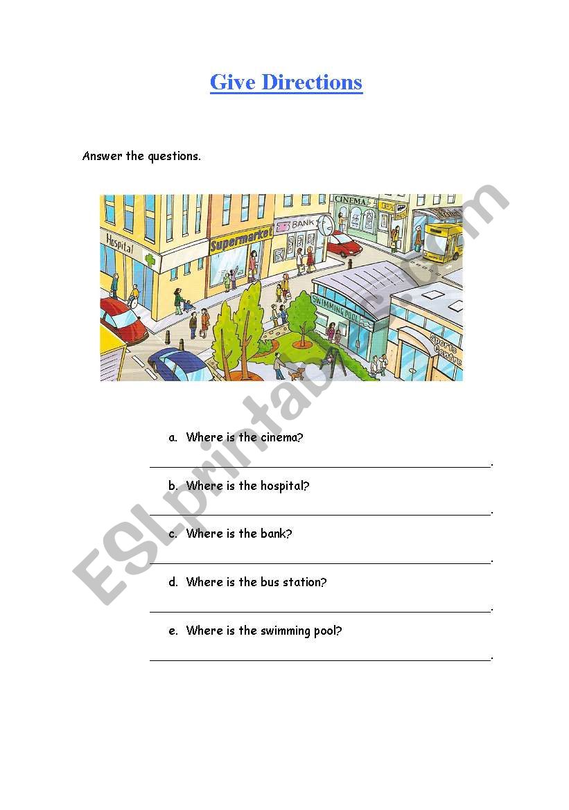 Give directions worksheet