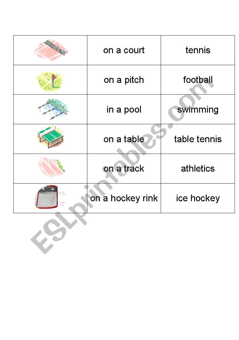 Sport places worksheet