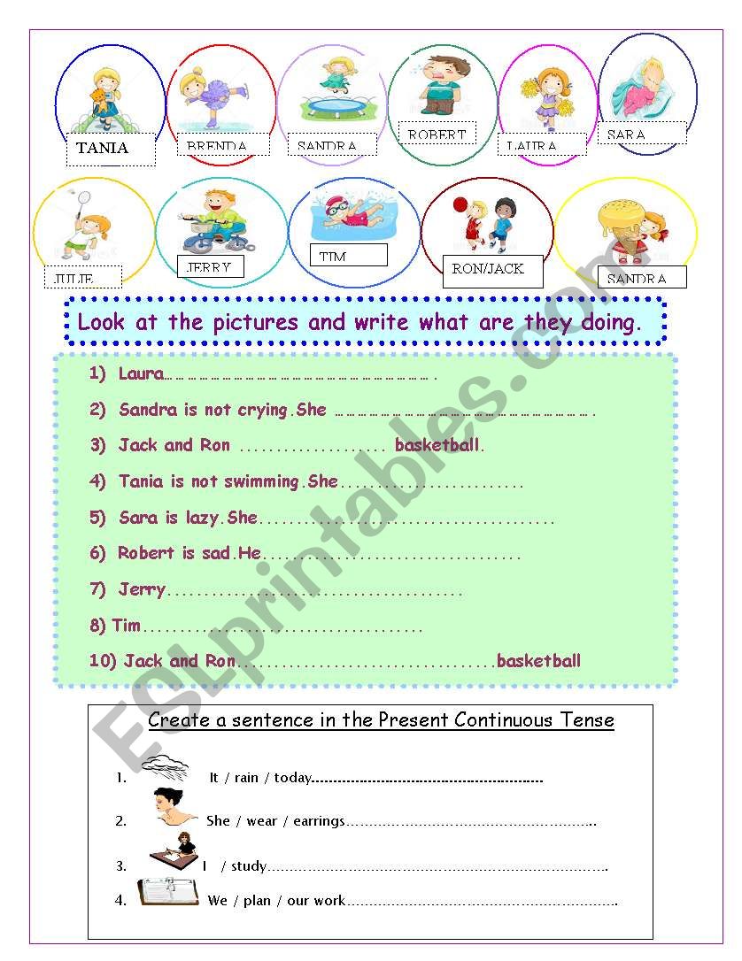 present progressive worksheet