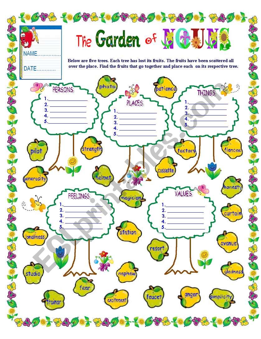 THE GARDEN OF NOUNS worksheet