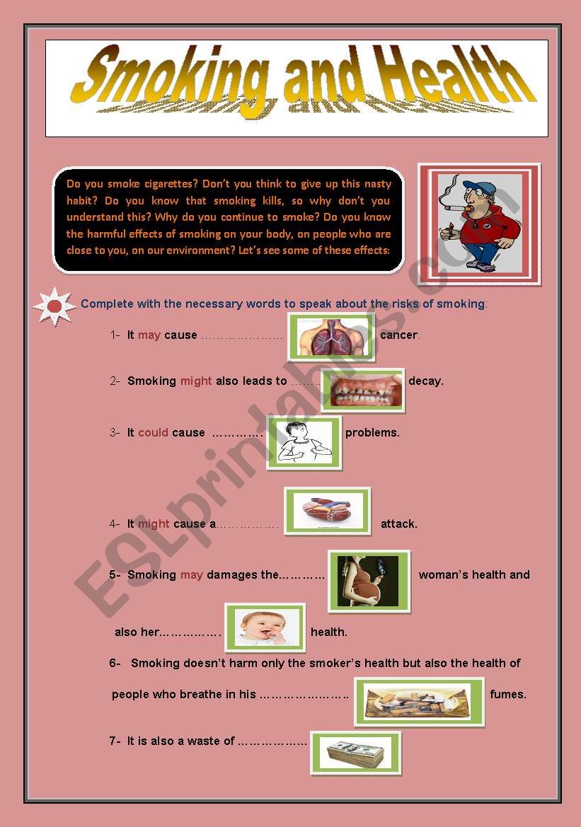 Smoking and health worksheet