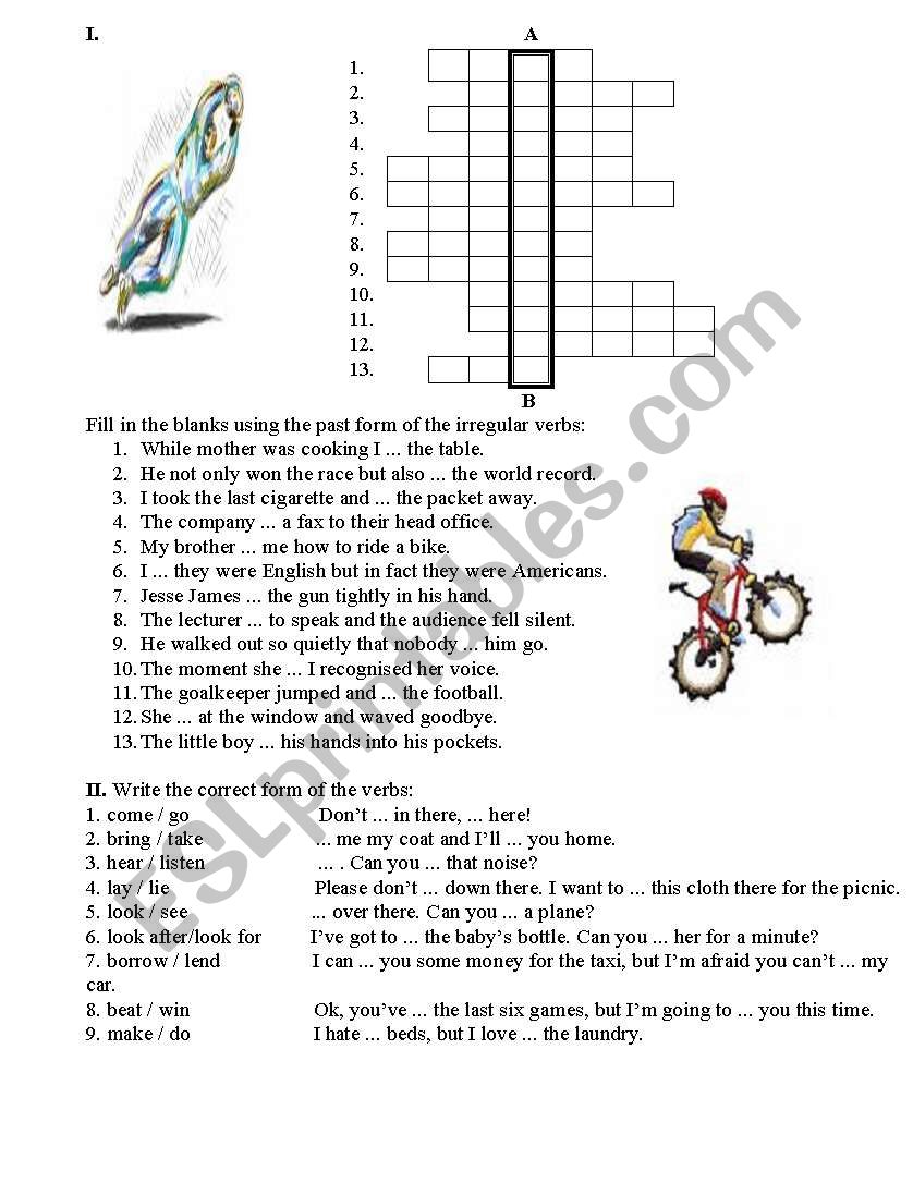 irregular verbs  worksheet