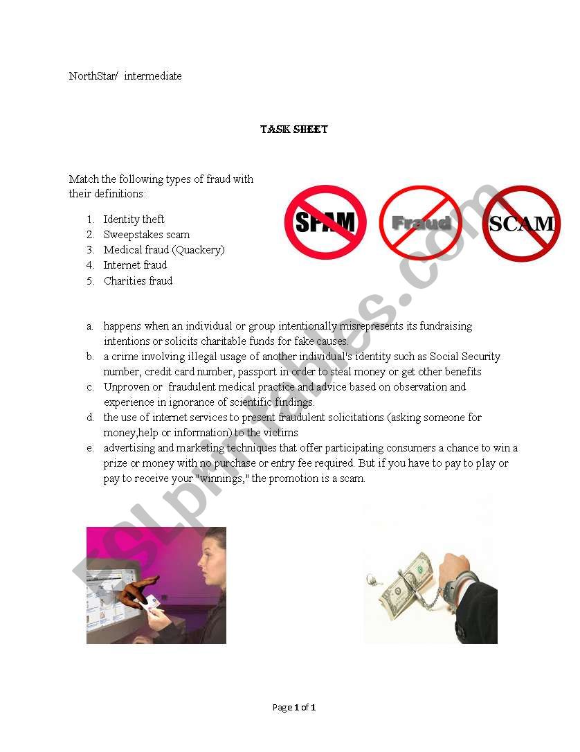 Kinds of Fraud worksheet