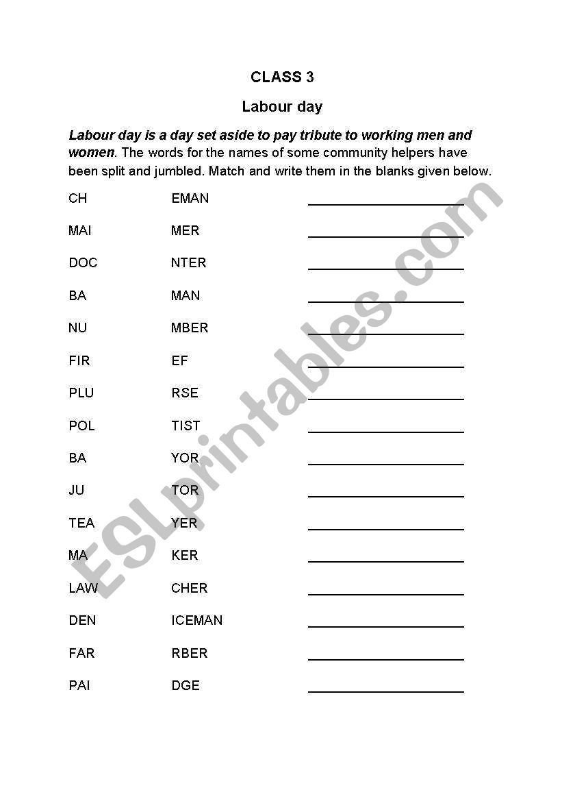 World book day worksheet