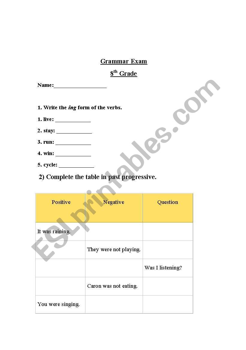 past progressive worksheet