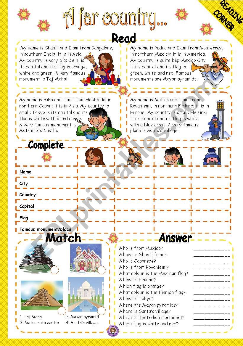 A FAR COUNTRY - READING worksheet