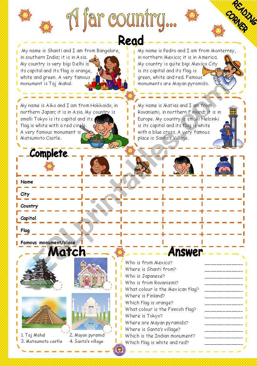 A FAR COUNTRY - READING worksheet