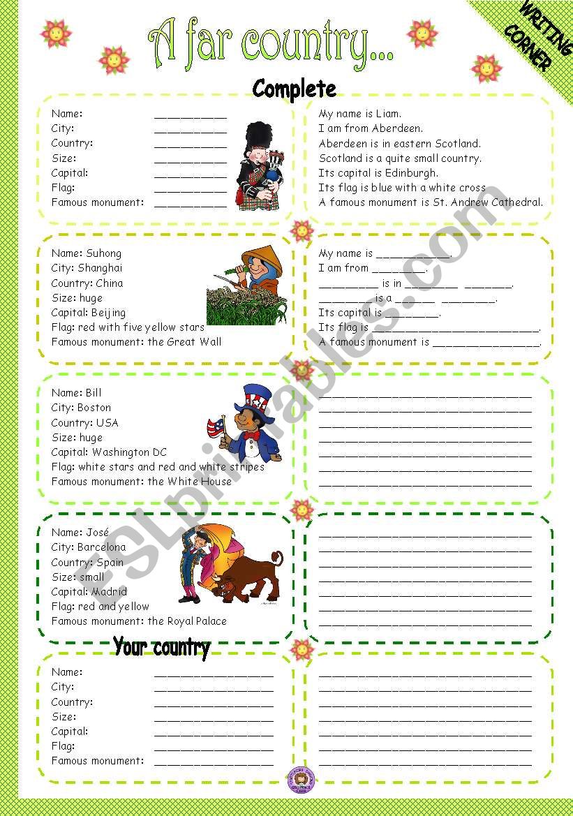 A FAR COUNTRY - WRITING worksheet