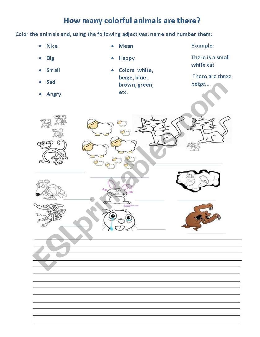 How many nice animals worksheet