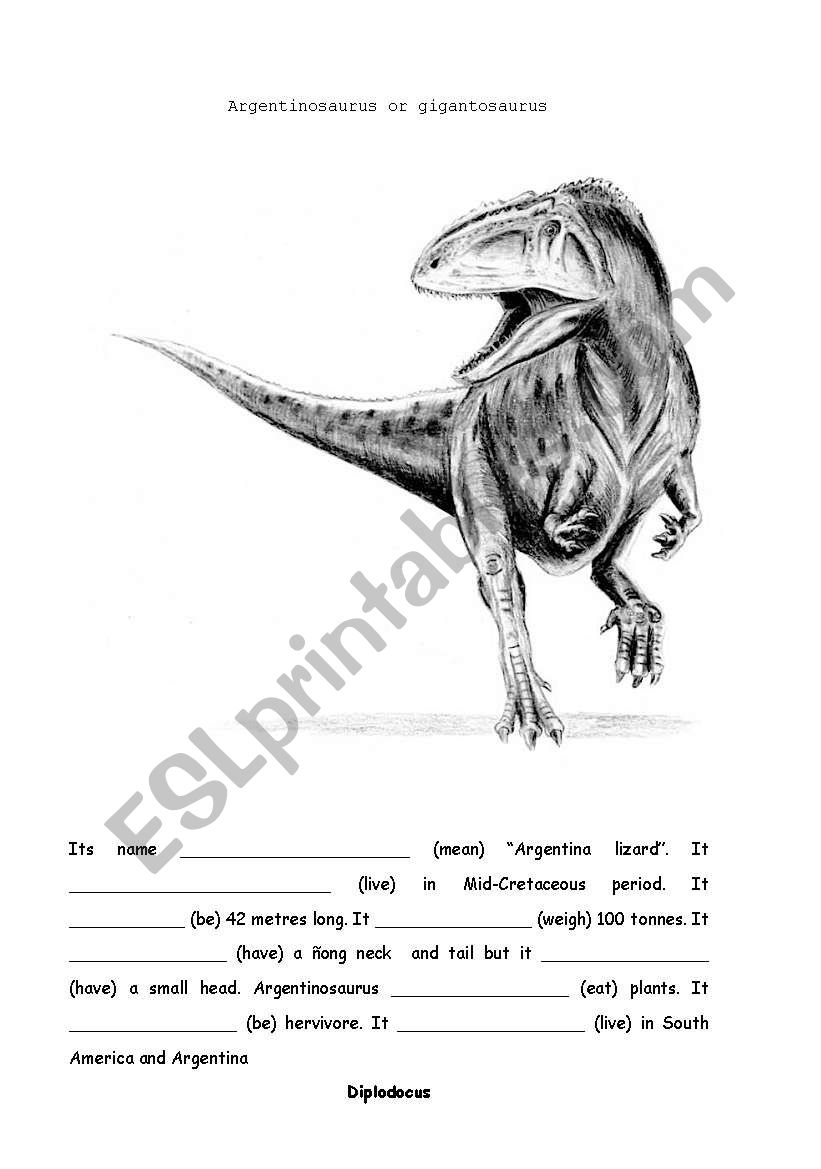 gigantosaurus diplodocus worksheet