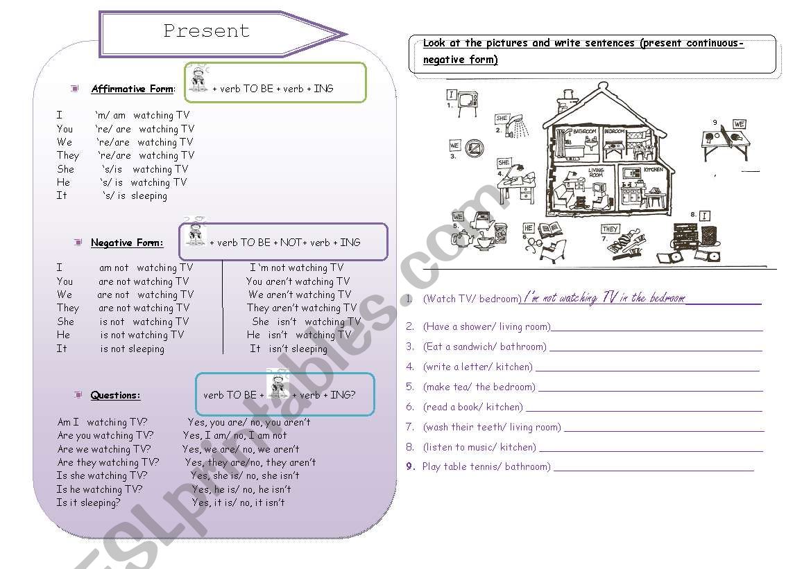 Present continuous worksheet