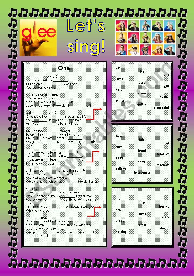 GLEE SERIES  SONGS FOR CLASS! S01E18  FIVE SONGS  FULLY EDITABLE WITH KEY!