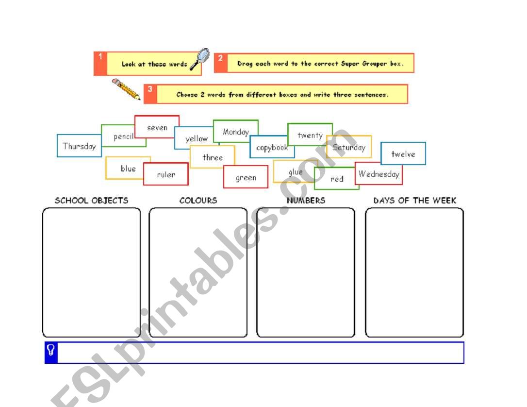 Classifying words worksheet