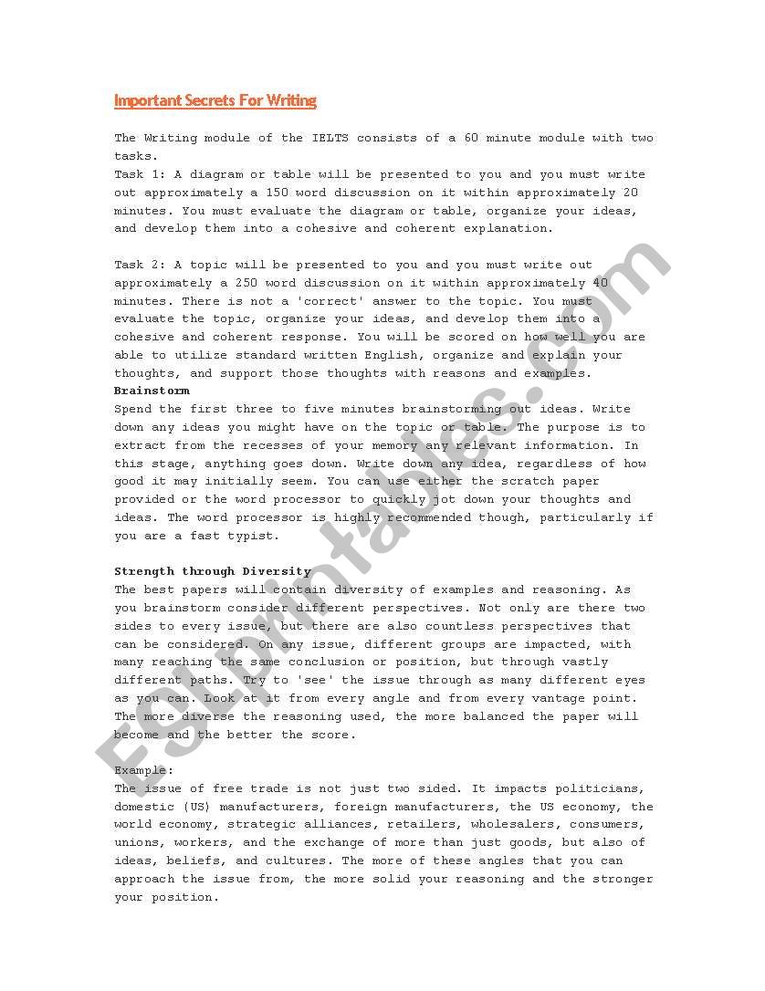 IELTS ESSAYS worksheet