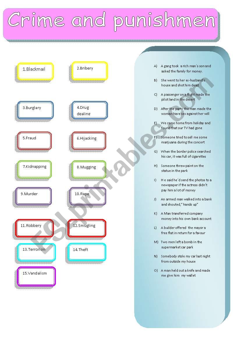 crime worksheet