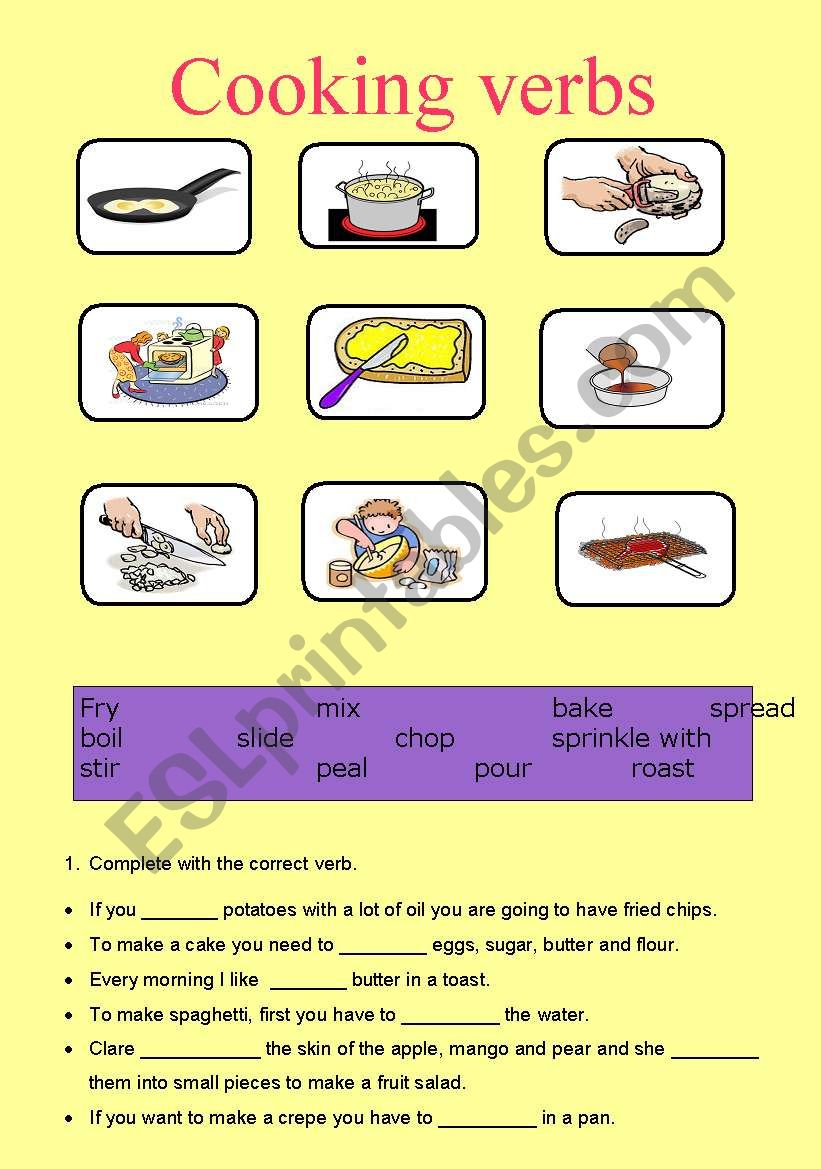 Cooking worksheet