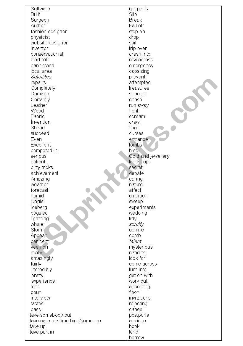 elementary voc. quiz worksheet