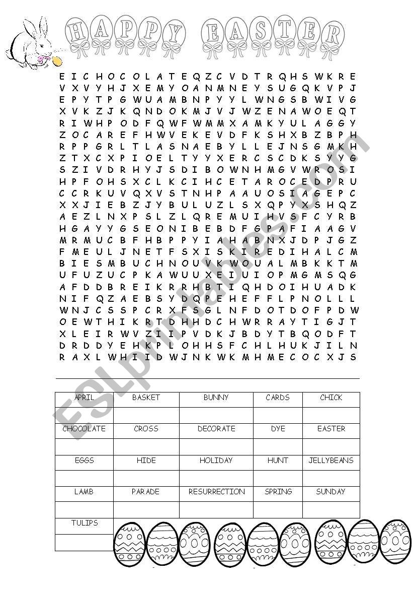 EASTER WORDSEARCH worksheet