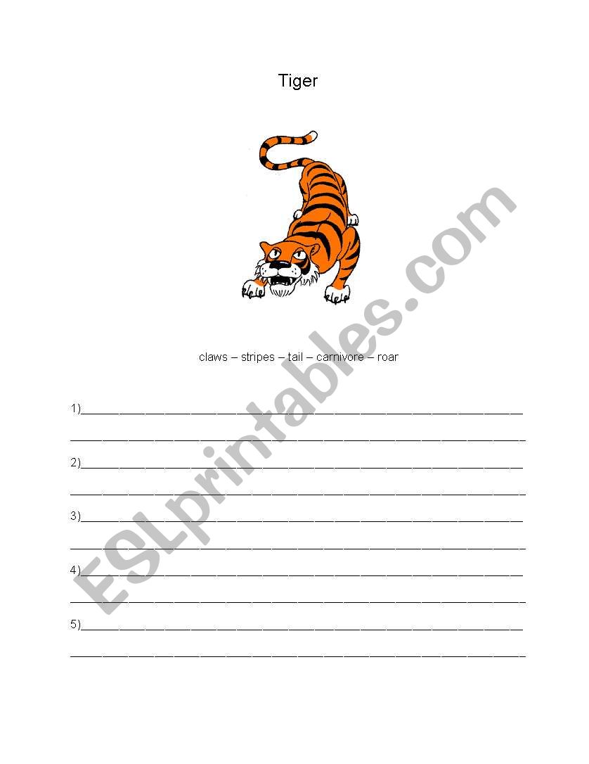 Writing - animal worksheet