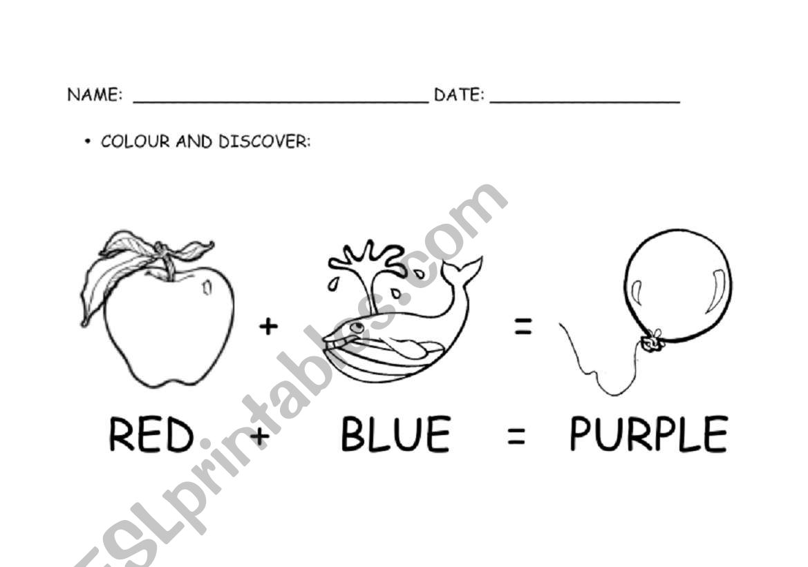 PRIMARY COLOURS worksheet