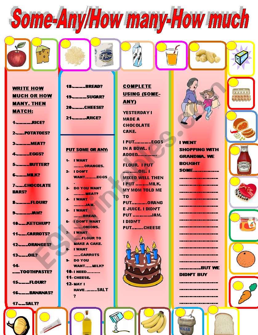 SOME-ANY/HOW MANY-HOW MUCH worksheet