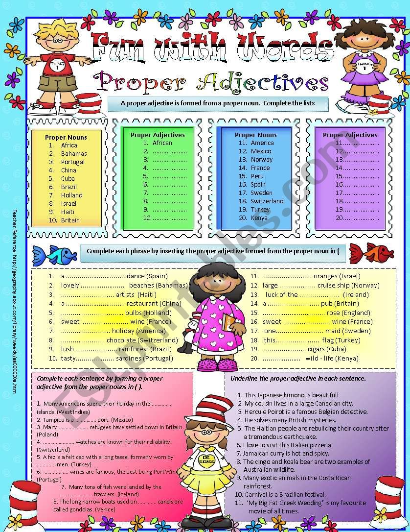 Fun with words- proper adjectives