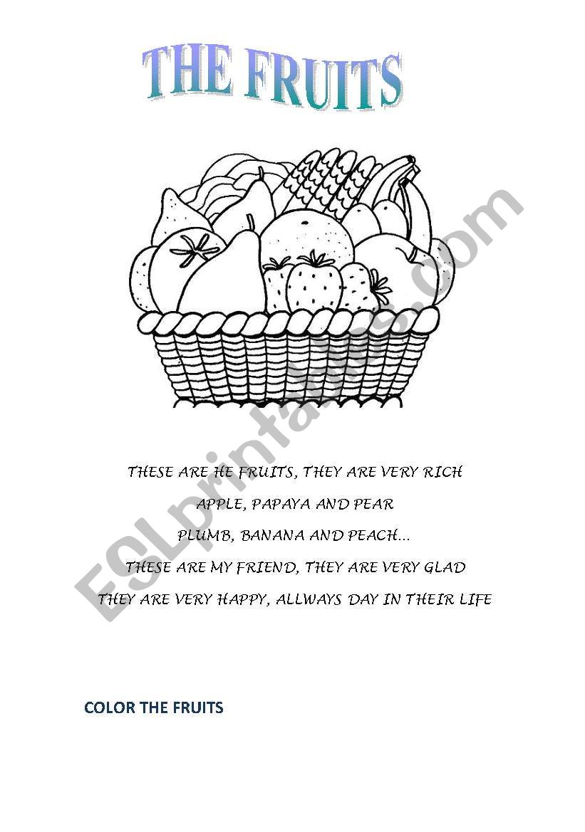 the fruits worksheet