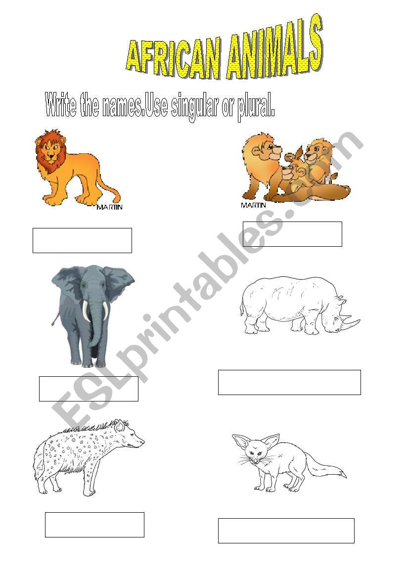 AFRICAN ANIMALS worksheet