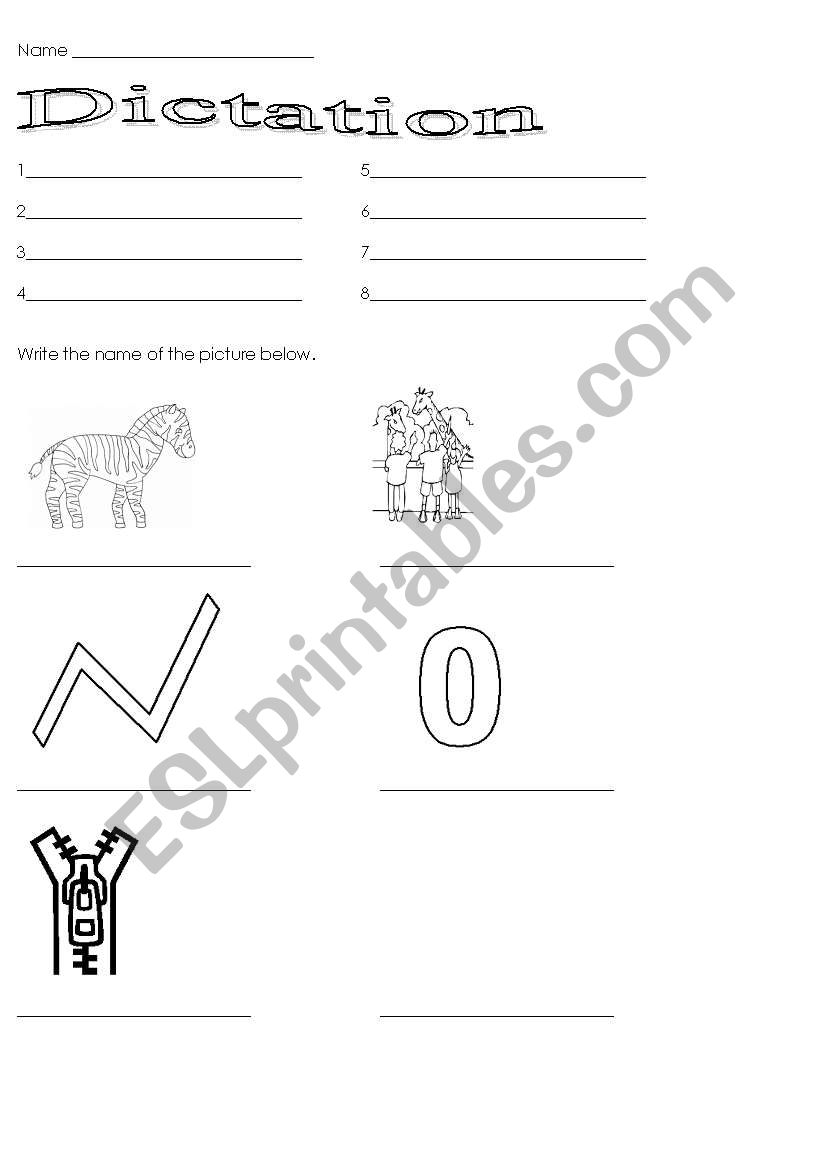 Dictation Z worksheet