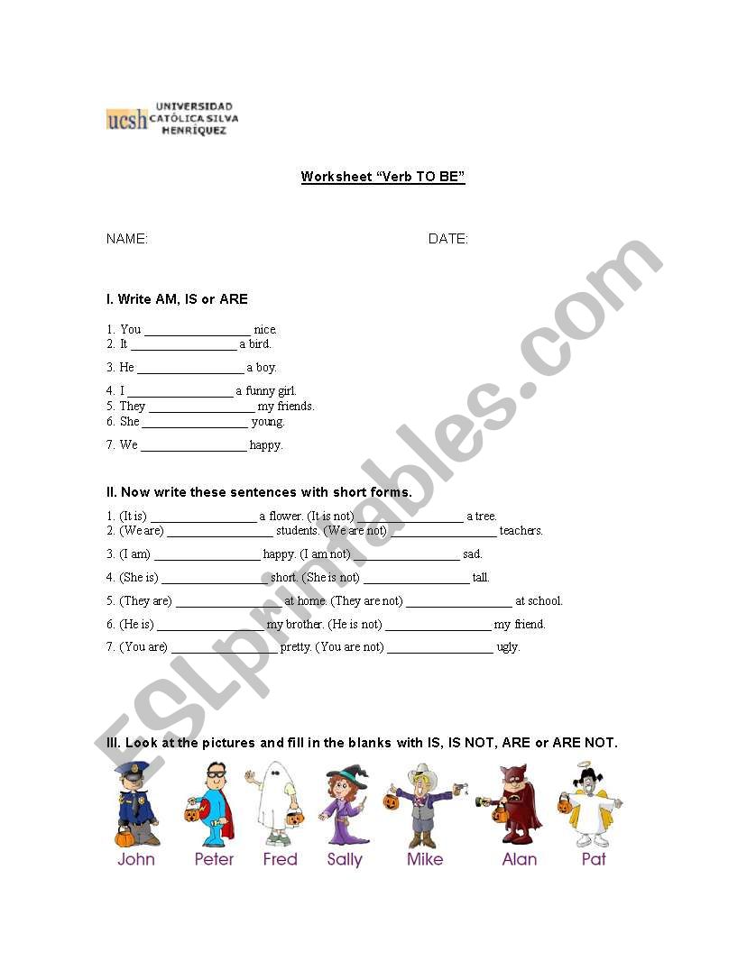 To Be worksheet