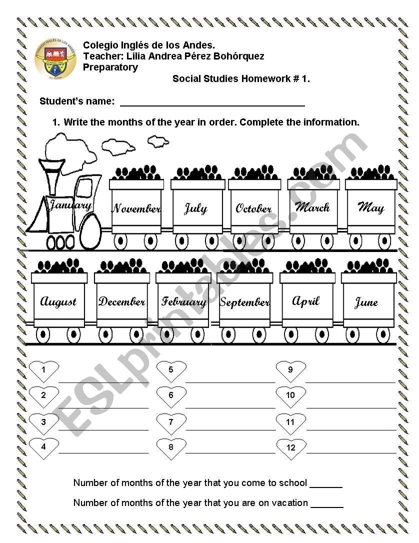 Months of the year worksheet