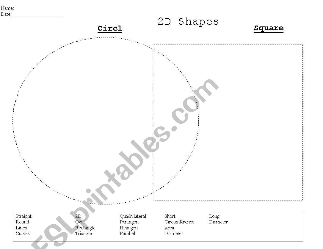 2D Shapes worksheet