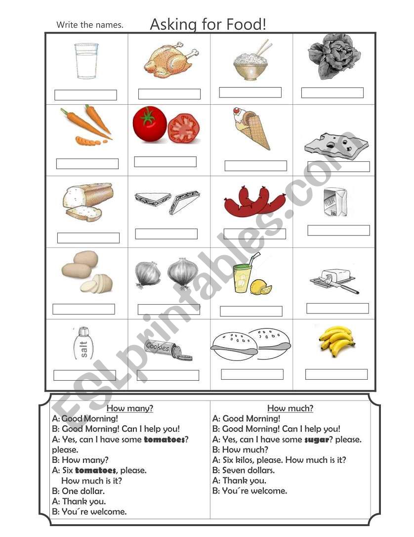 Much and Many Roleplay worksheet