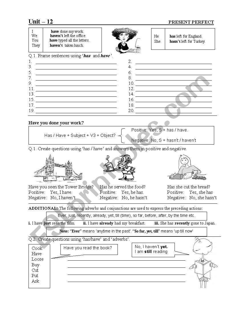 Present Perfect + Activity worksheet