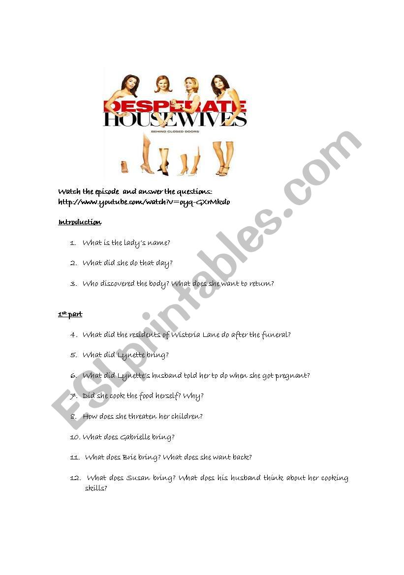 Desperate Housewives worksheet