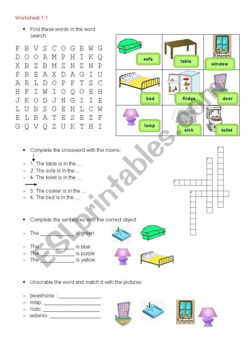 house vocabulary worksheet