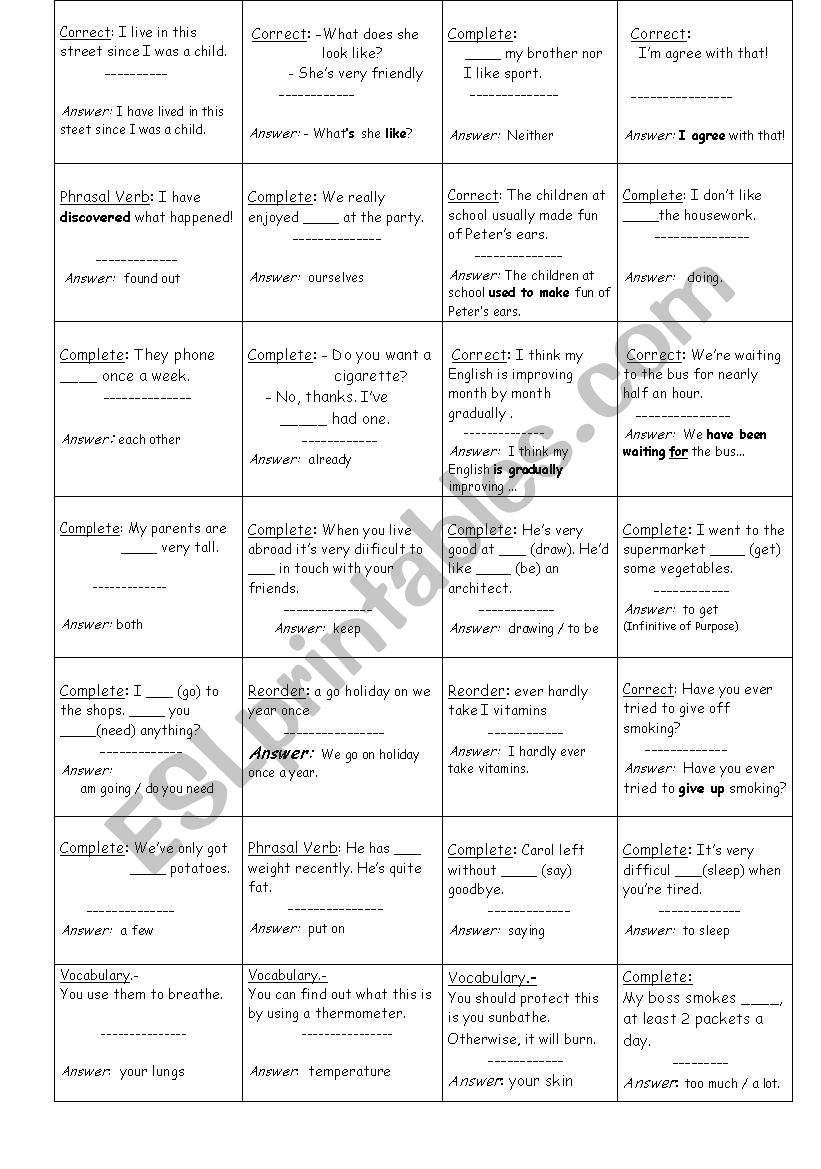 grammar and vocabulary revision 1