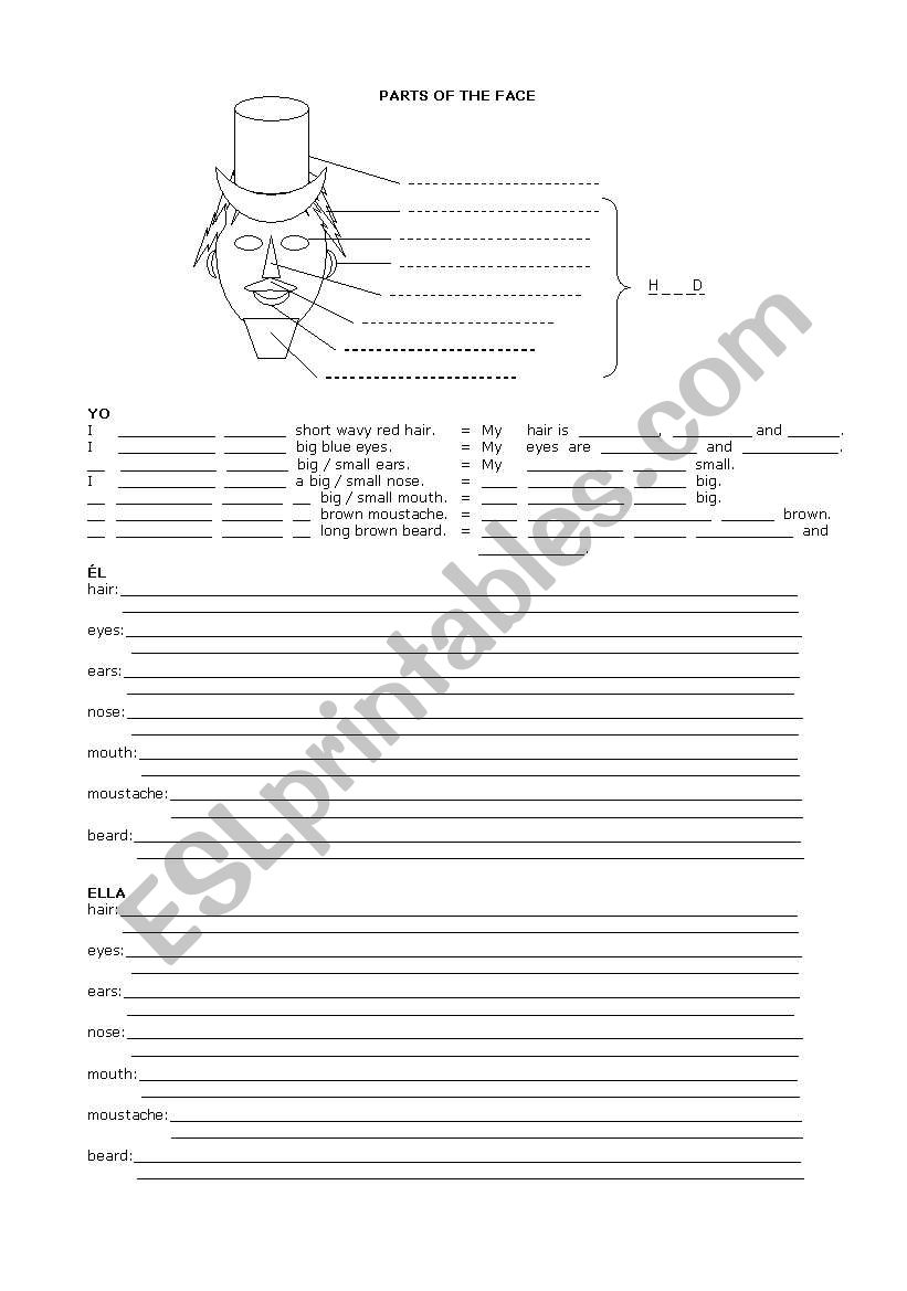 Be + have got + face worksheet