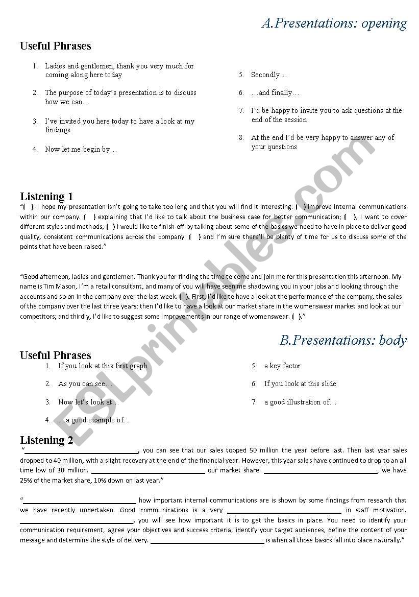 Presentations: step-by-step worksheet