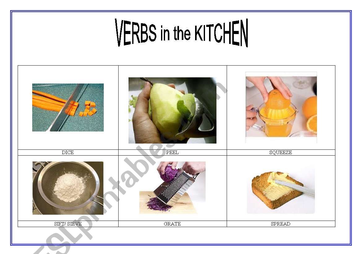 verbs in the kitchen 2 worksheet