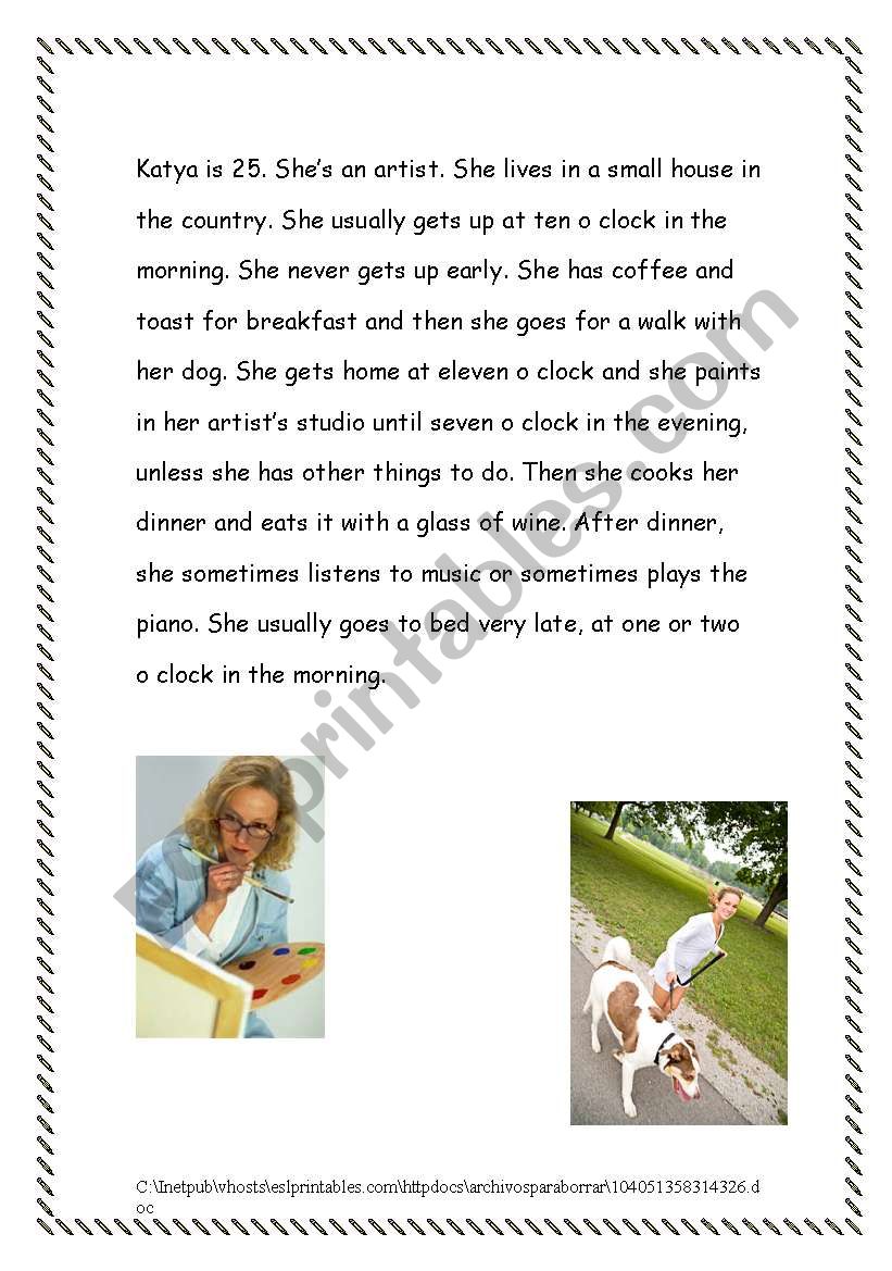 Katya is 25 worksheet