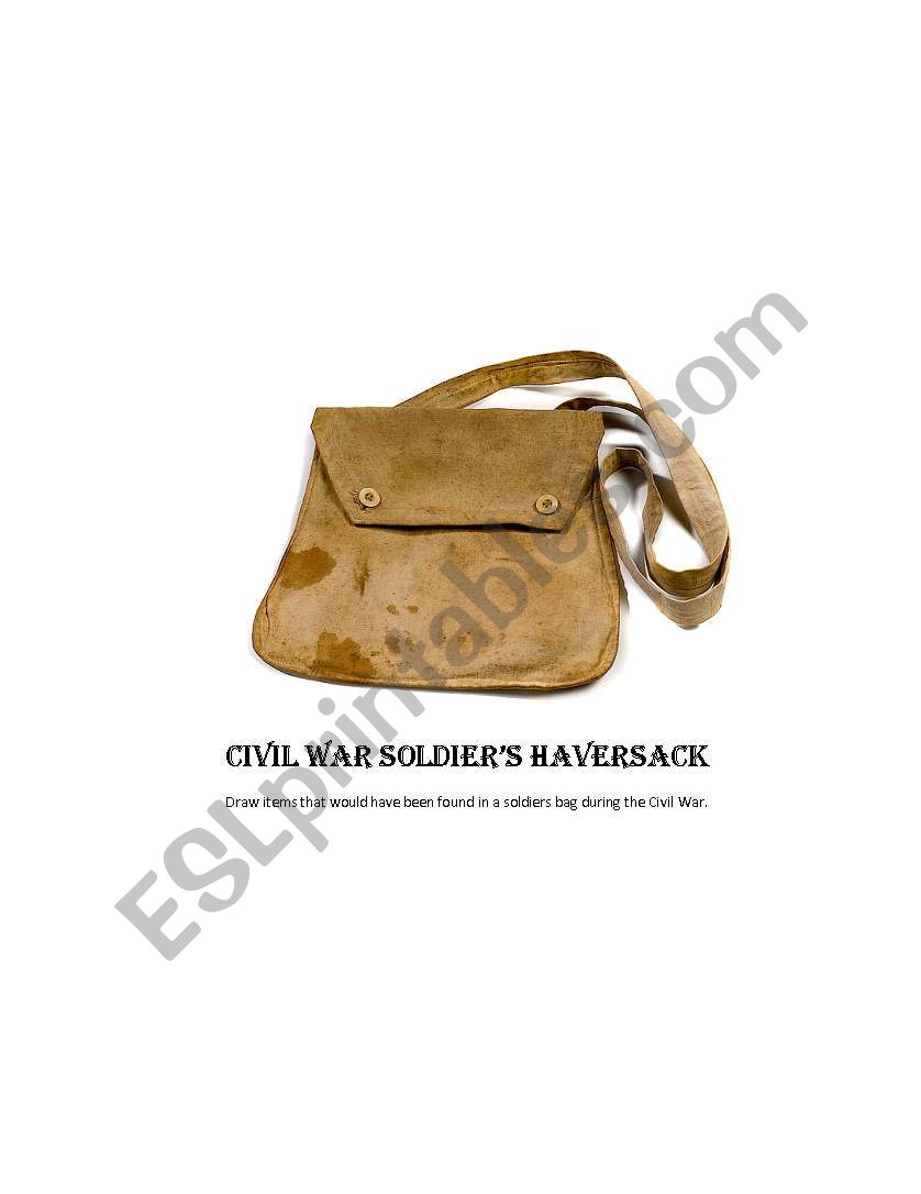 Civil War Soldiers Haversack worksheet