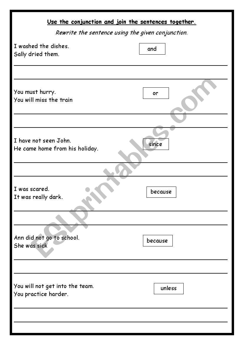 Conjunctions worksheet