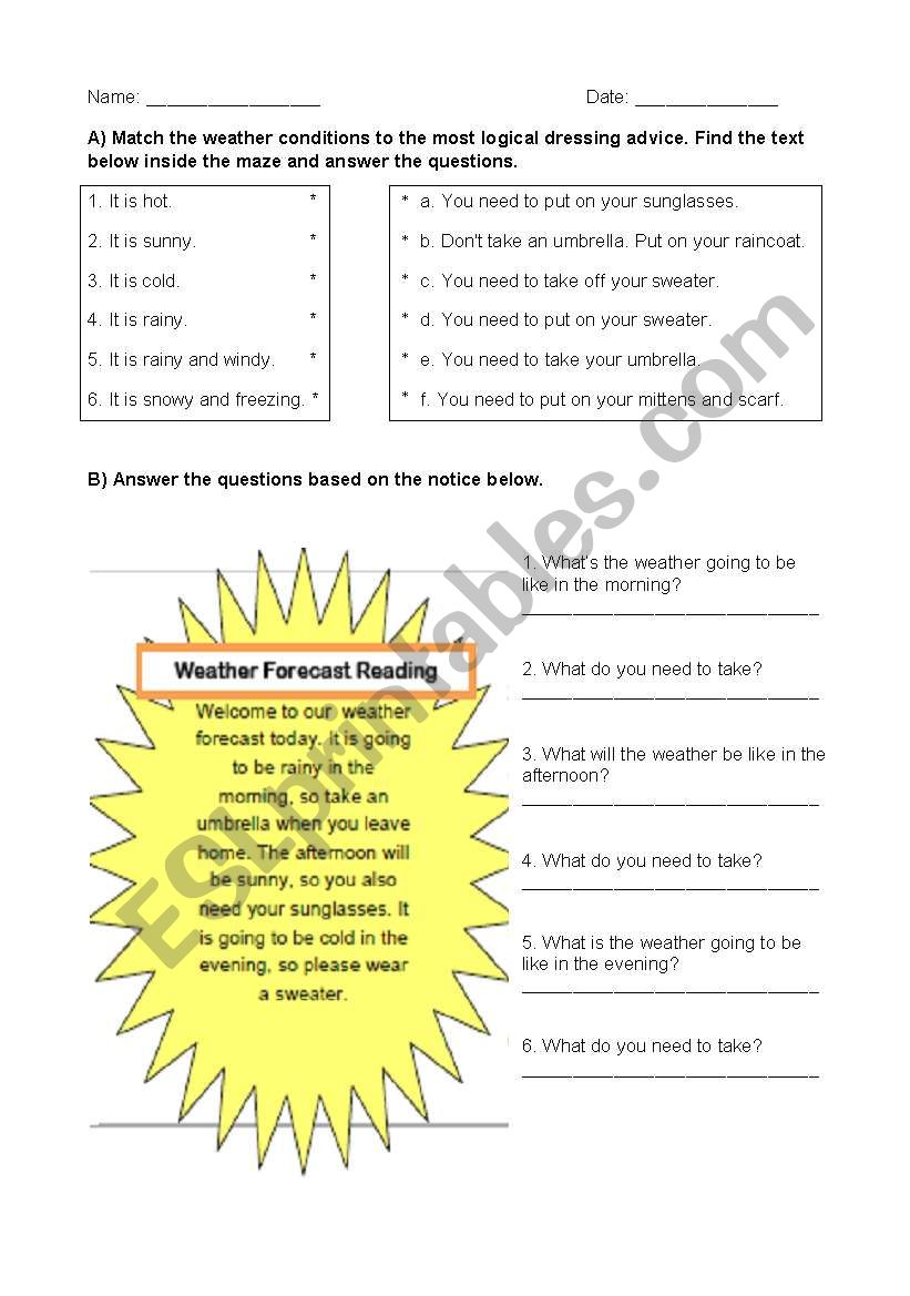 weather worksheet