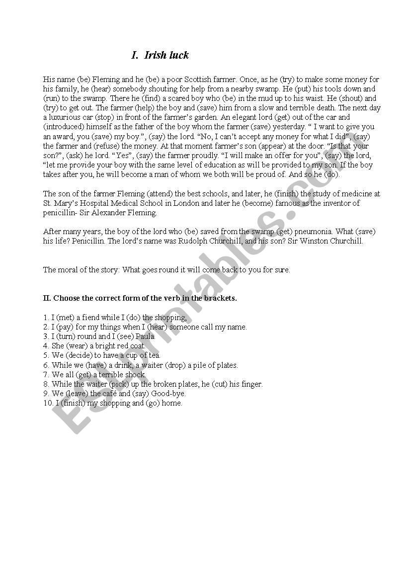 Past simple/ past continuous worksheet