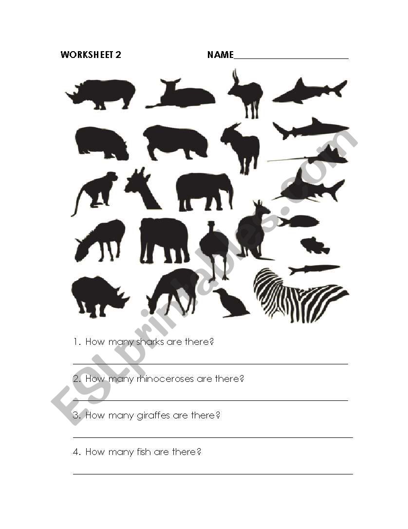 How many animals are there? worksheet