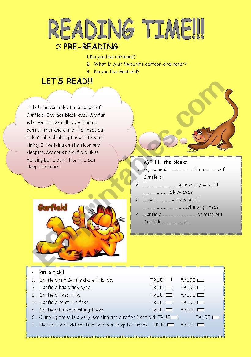 reading text worksheet